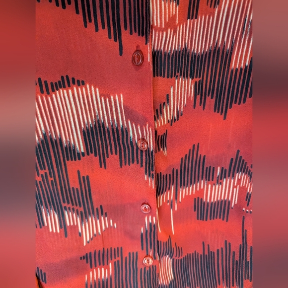 Studio C Plus 16W Abstract Long Tunic, Shirt, Blouse, Button Front Red, Black - Picture 4 of 16